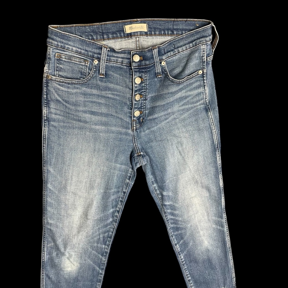 Madewell Women’s 30 Slim Straight Jeans Distressed Button-Front Edition - Picture 4 of 16
